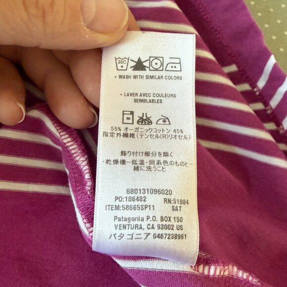 Women's M Patagonia Kamala Convertible Dress/Skirt Purple & White Chevron - Picture 11 of 11